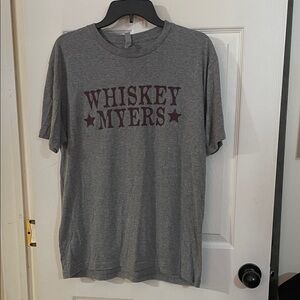 Next Level Apparel Gray Short-Sleeve Tee with Maroon Whiskey Myers Logo. Size L